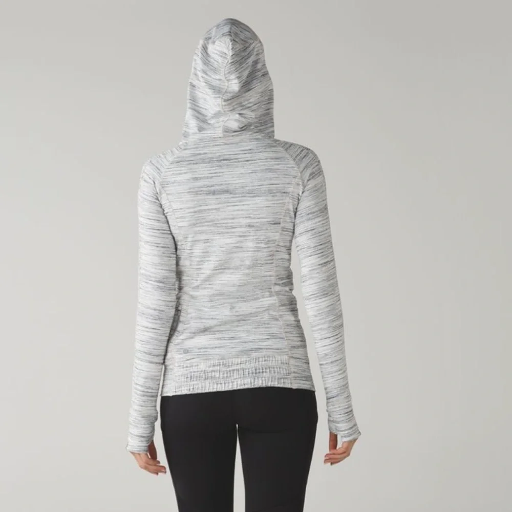 Lululemon Think Fast Hoodie Space Dye Camo White Gray Multi / Silver Spoon | 4